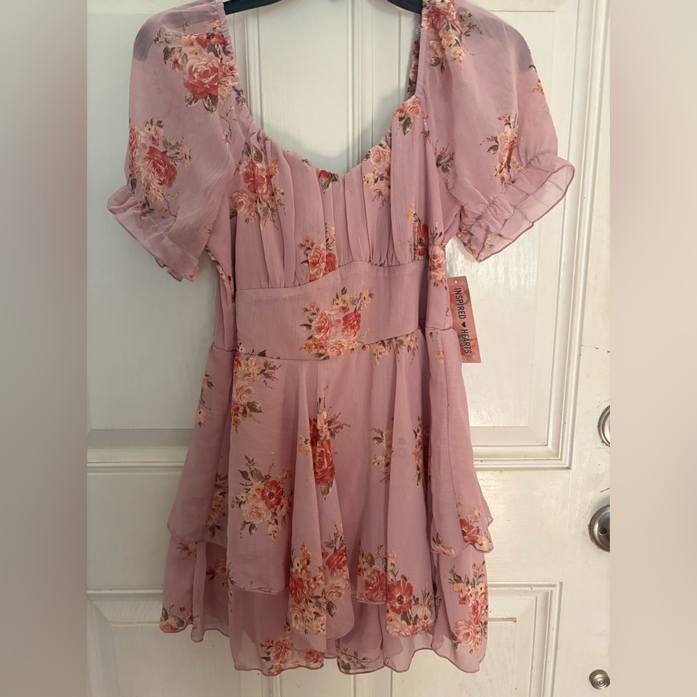 Inspired Hearts Floral Pink Dress